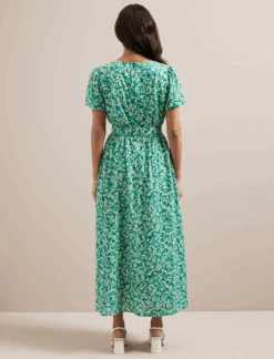 Nina Cotton Blend Maxi Dress - Mid Green Blossom Print -Cheap Closet Curation Store SU24 D644 NINA MIDGREENBLOSSOMPRINT LS 199