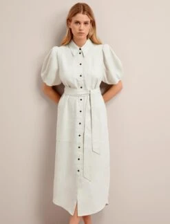 Lyra Techni Linen Maxi Shirt Dress - Cream -Cheap Closet Curation Store SU24 D645 LYRA CREAM LS 17608
