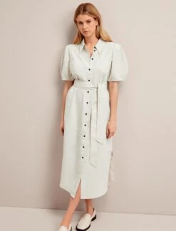 Lyra Techni Linen Maxi Shirt Dress - Cream -Cheap Closet Curation Store SU24 D645 LYRA CREAM LS 17764
