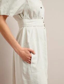 Lyra Techni Linen Maxi Shirt Dress - Cream -Cheap Closet Curation Store SU24 D645 LYRA CREAM LS 17959