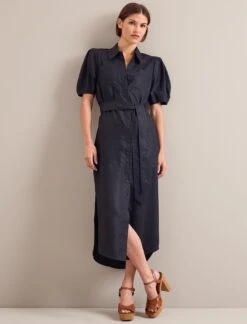 Lyra Techni Linen Maxi Shirt Dress - Navy -Cheap Closet Curation Store SU24 D645 LYRA NAVY LS 24656