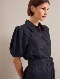 Lyra Techni Linen Maxi Shirt Dress - Navy -Cheap Closet Curation Store SU24 D645 LYRA NAVY LS 24681