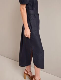 Lyra Techni Linen Maxi Shirt Dress - Navy -Cheap Closet Curation Store SU24 D645 LYRA NAVY LS 24727