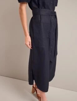 Lyra Techni Linen Maxi Shirt Dress - Navy -Cheap Closet Curation Store SU24 D645 LYRA NAVY LS 24730