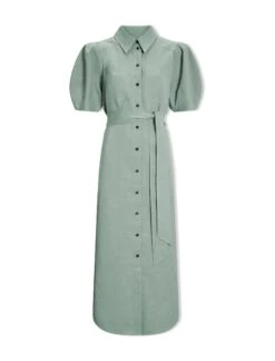 Lyra Techni Linen Maxi Shirt Dress - Sage Green -Cheap Closet Curation Store SU24 D645 LYRA SAGEGREEN CO