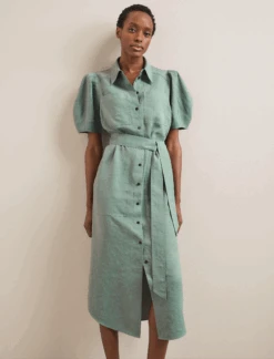 Lyra Techni Linen Maxi Shirt Dress - Sage Green -Cheap Closet Curation Store SU24 D645 LYRA SAGEGREEN LS 712
