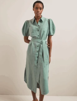 Lyra Techni Linen Maxi Shirt Dress - Sage Green -Cheap Closet Curation Store SU24 D645 LYRA SAGEGREEN LS 757