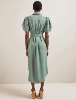 Lyra Techni Linen Maxi Shirt Dress - Sage Green -Cheap Closet Curation Store SU24 D645 LYRA SAGEGREEN LS 780