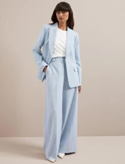 Jamie Linen Blend Blazer - Pale Blue -Cheap Closet Curation Store SU24 JK66 JAMIE PALEBLUE LS 406