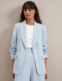 Jamie Linen Blend Blazer - Pale Blue -Cheap Closet Curation Store SU24 JK66 JAMIE PALEBLUE LS 494