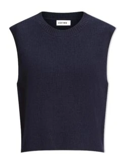 Julie Cotton Round Neck Sleeveless Jumper - Navy -Cheap Closet Curation Store SU24 K138 JULIE NAVY CO
