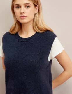 Julie Cotton Round Neck Sleeveless Jumper - Navy -Cheap Closet Curation Store SU24 K138 JULIE NAVY LS 26563