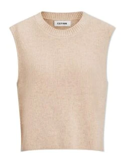 Julie Cotton Round Neck Sleeveless Jumper - Oatmeal -Cheap Closet Curation Store SU24 K138 JULIE OATMEAL CO