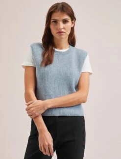 Julie Cotton Round Neck Sleeveless Jumper - Pale Blue -Cheap Closet Curation Store SU24 K138 JULIE PALEBLUE LS 2012