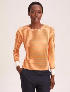Jodi Cotton Jumper - Orange Yellow Cream Stripe 12 Jodi Cotton Jumper - Orange Yellow Cream Stripe -Cheap Closet Curation Store SU24 K139 JODIORANGEYELLOWCREAMSTRIPE LS 40537