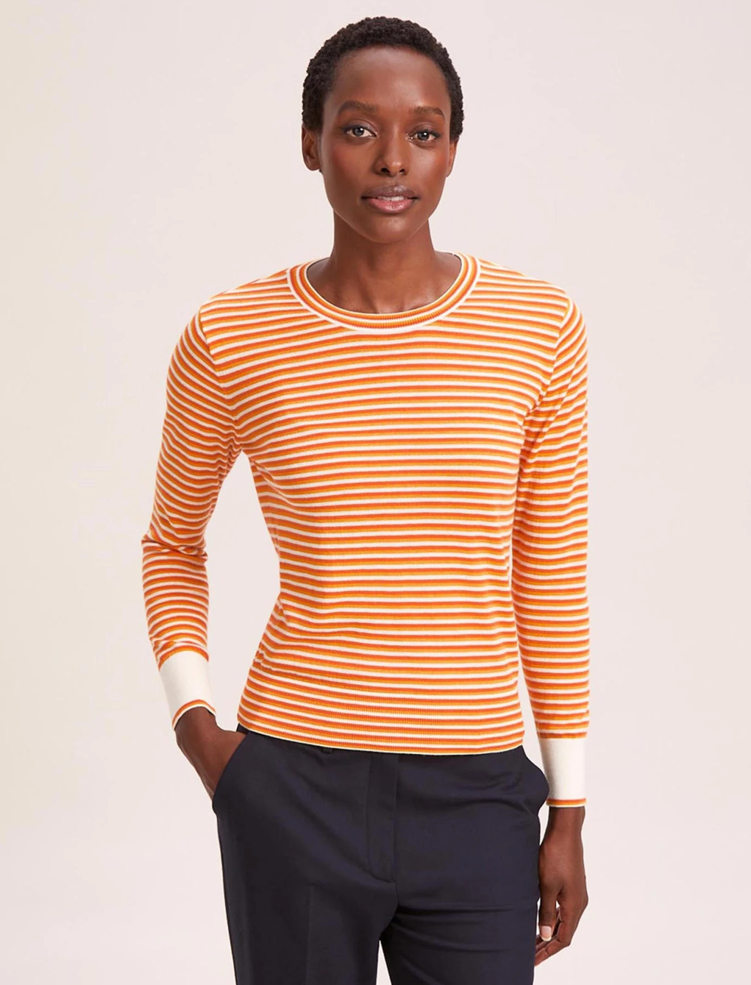 Jodi Cotton Jumper - Orange Yellow Cream Stripe 6 Jodi Cotton Jumper - Orange Yellow Cream Stripe - Image 4