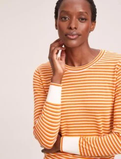 Jodi Cotton Jumper - Orange Yellow Cream Stripe 13 Jodi Cotton Jumper - Orange Yellow Cream Stripe -Cheap Closet Curation Store SU24 K139 JODIORANGEYELLOWCREAMSTRIPE LS 40548
