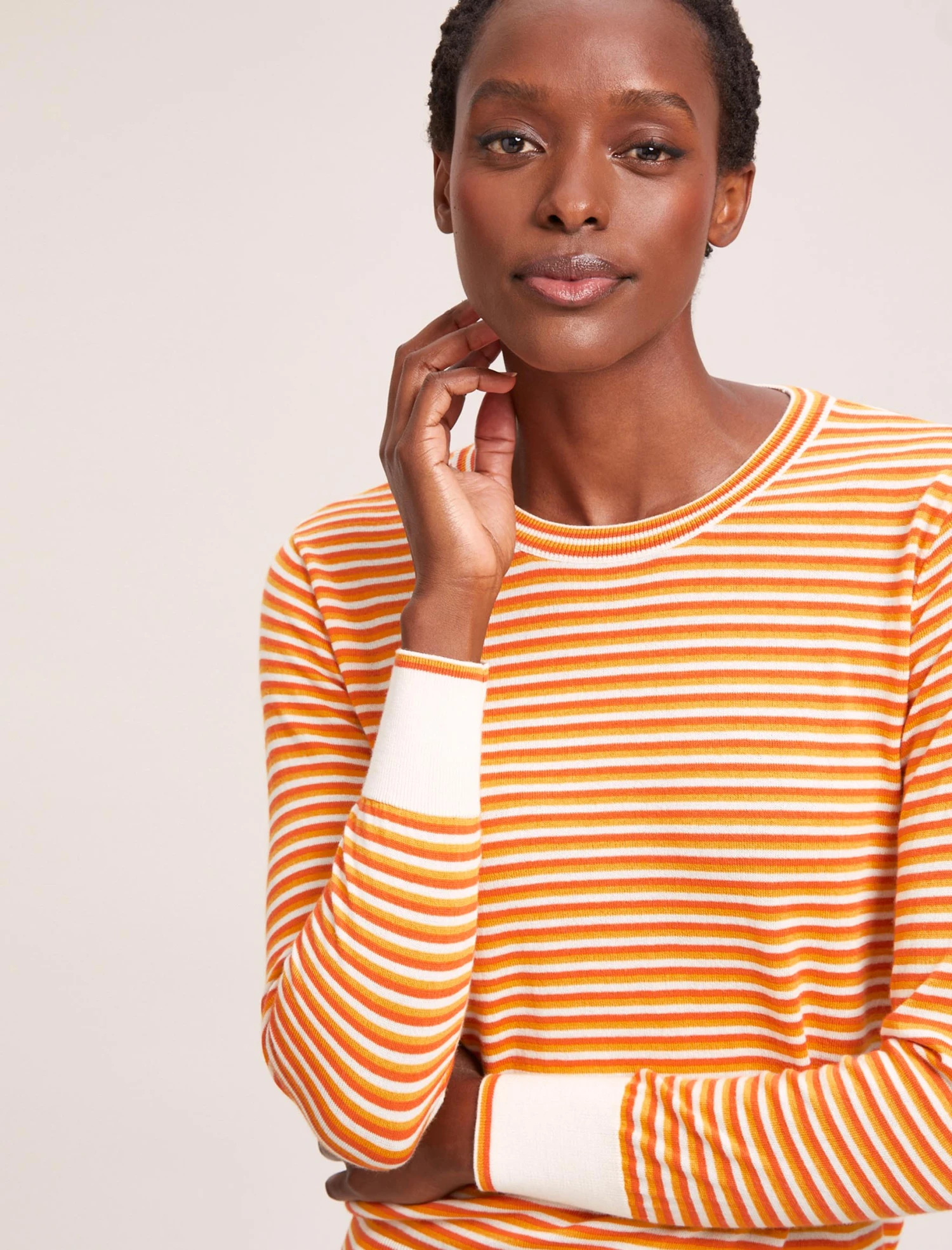 Jodi Cotton Jumper - Orange Yellow Cream Stripe 7 Jodi Cotton Jumper - Orange Yellow Cream Stripe - Image 5
