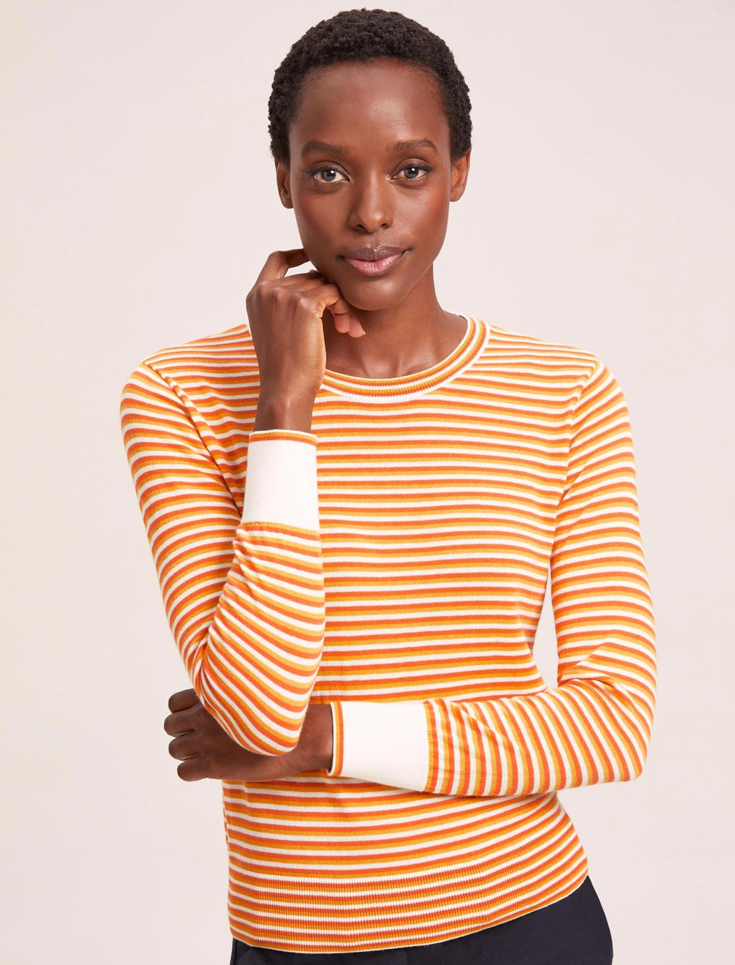 Jodi Cotton Jumper - Orange Yellow Cream Stripe 3 Jodi Cotton Jumper - Orange Yellow Cream Stripe