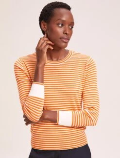 Jodi Cotton Jumper - Orange Yellow Cream Stripe 11 Jodi Cotton Jumper - Orange Yellow Cream Stripe -Cheap Closet Curation Store SU24 K139 JODIORANGEYELLOWCREAMSTRIPE LS 40582