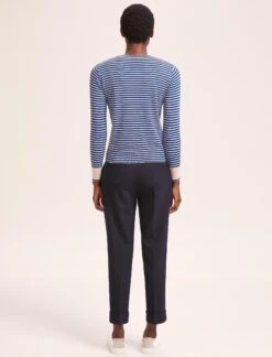 Jodi Cotton Jumper - Navy Blue Beige Stripe -Cheap Closet Curation Store SU24 K139 JODI NAVYBLUEBEIGESTRIPE LS 40635