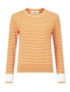 Jodi Cotton Jumper - Orange Yellow Cream Stripe 15 Jodi Cotton Jumper - Orange Yellow Cream Stripe -Cheap Closet Curation Store SU24 K139 JODI ORANGEYELLOWCREAMSTRIPE CO