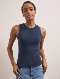 Tammy Cotton Blend Vest - Navy -Cheap Closet Curation Store SU24 K150 TAMMY NAVY LS 1811