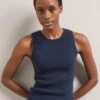 Tammy Cotton Blend Vest - Navy 2 Tammy Cotton Blend Vest - Navy -Cheap Closet Curation Store SU24 K150 TAMMY NAVY LS 1832
