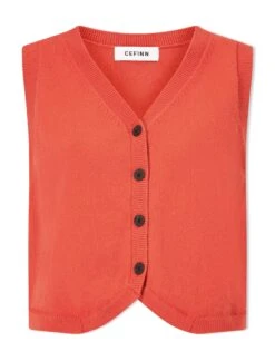 Wesley Cotton Blend V Neck Waistcoat - Dark Orange 11 Wesley Cotton Blend V Neck Waistcoat - Dark Orange -Cheap Closet Curation Store SU24 K176 WESLEY DARKORANGE CO