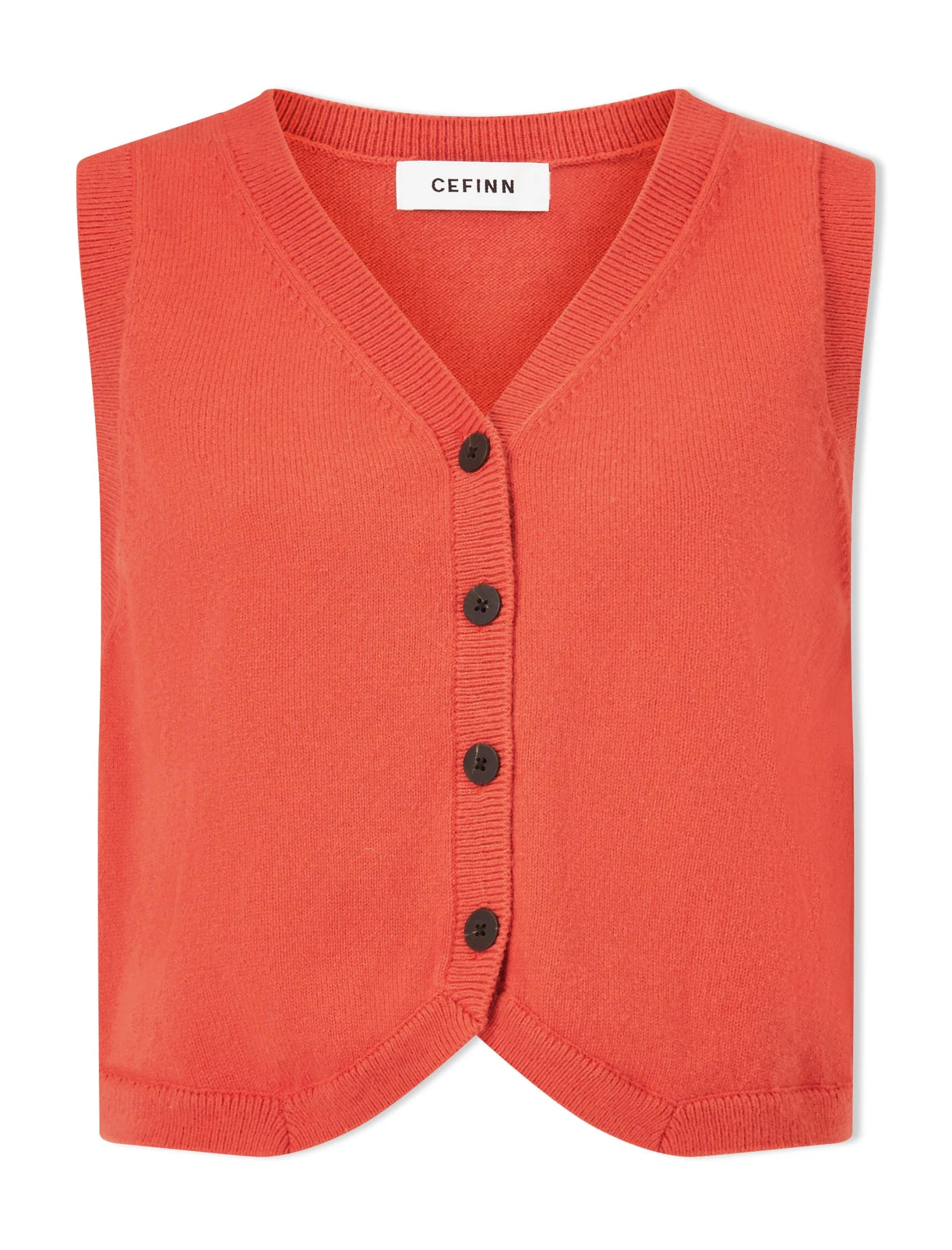 Wesley Cotton Blend V Neck Waistcoat - Dark Orange 7 Wesley Cotton Blend V Neck Waistcoat - Dark Orange - Image 5