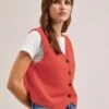 Wesley Cotton Blend V Neck Waistcoat - Dark Orange -Cheap Closet Curation Store SU24 K176 WESLEY DARKORANGE LS 1624