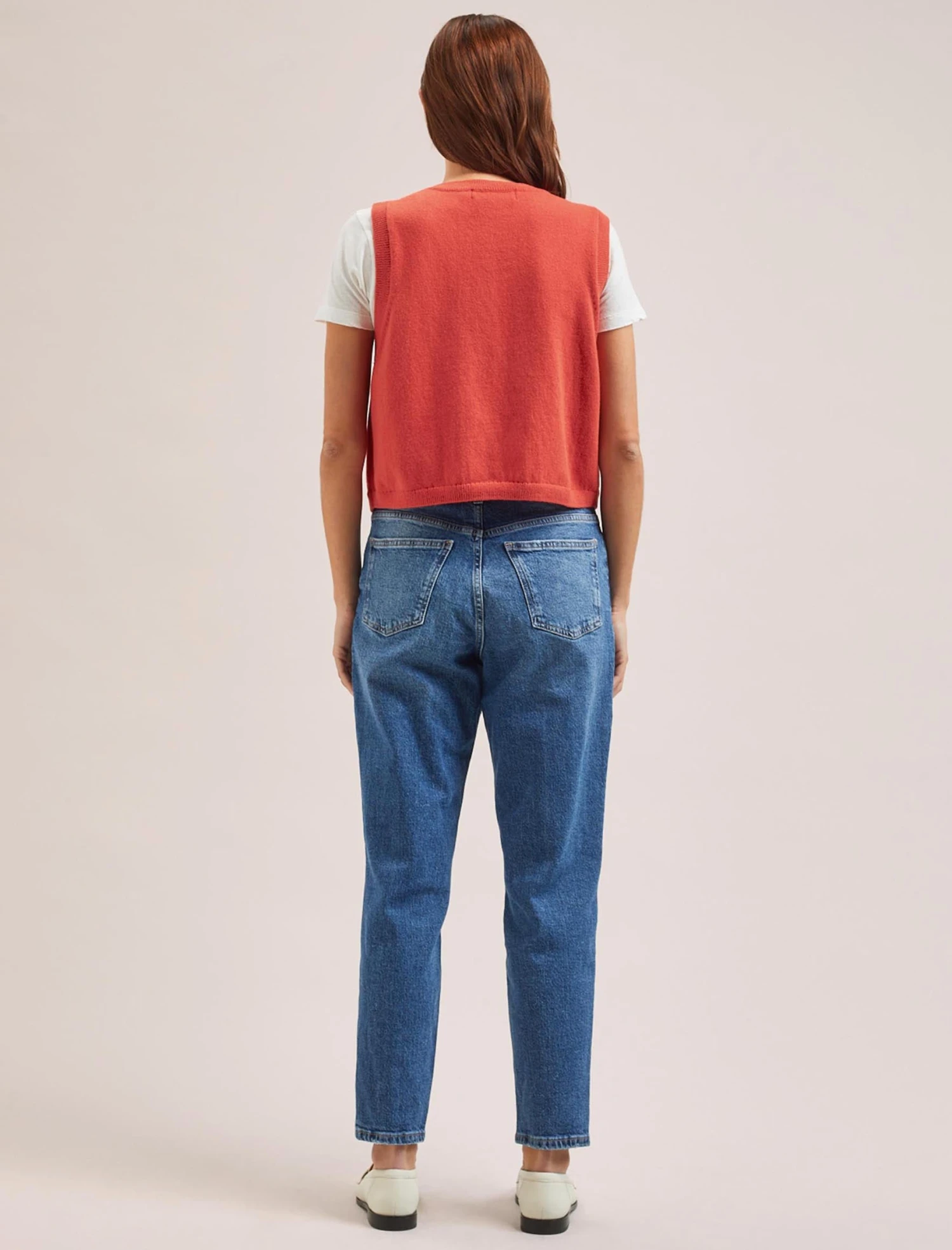 Wesley Cotton Blend V Neck Waistcoat - Dark Orange 6 Wesley Cotton Blend V Neck Waistcoat - Dark Orange - Image 4