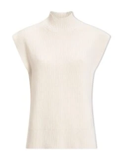 Janice Cotton Blend Funnel Neck Sleeveless Jumper - Cream -Cheap Closet Curation Store SU24 K177 JANICE CREAM CO