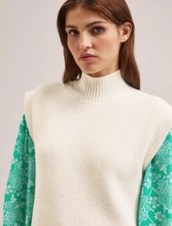 Janice Cotton Blend Funnel Neck Sleeveless Jumper - Cream -Cheap Closet Curation Store SU24 K177 JANICE CREAM LS 1321