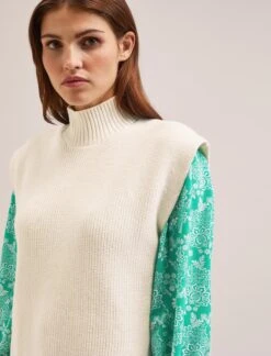 Janice Cotton Blend Funnel Neck Sleeveless Jumper - Cream -Cheap Closet Curation Store SU24 K177 JANICE CREAM LS 1325