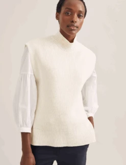 Janice Wool Funnel Neck Sleeveless Jumper - Cream -Cheap Closet Curation Store SU24 K177 JANICE CREAM LS 1802