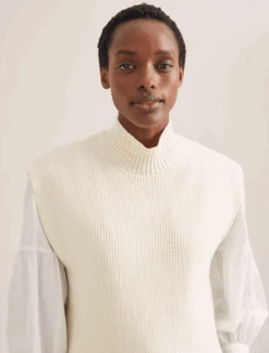 Janice Wool Funnel Neck Sleeveless Jumper - Cream -Cheap Closet Curation Store SU24 K177 JANICE CREAM LS 1804