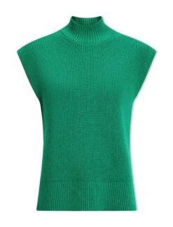 Janice Cotton Blend Funnel Neck Sleeveless Jumper - Emerald Green -Cheap Closet Curation Store SU24 K177 JANICE EMERALDGREEN CO