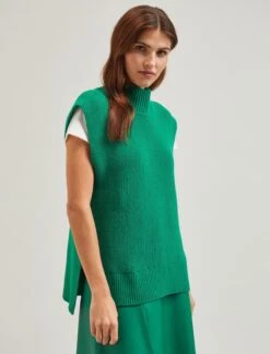 Janice Cotton Blend Funnel Neck Sleeveless Jumper - Emerald Green -Cheap Closet Curation Store SU24 K177 JANICE EMERALDGREEN LS 1528