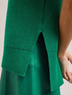 Janice Cotton Blend Funnel Neck Sleeveless Jumper - Emerald Green -Cheap Closet Curation Store SU24 K177 JANICE EMERALDGREEN LS 1535