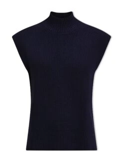 Janice Cotton Blend Funnel Neck Sleeveless Jumper - Navy -Cheap Closet Curation Store SU24 K177 JANICE NAVY CO