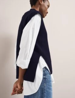 Janice Cotton Blend Funnel Neck Sleeveless Jumper - Navy -Cheap Closet Curation Store SU24 K177 JANICE NAVY LS 2024