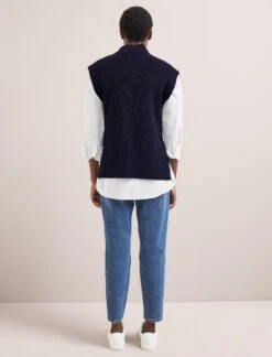 Janice Cotton Blend Funnel Neck Sleeveless Jumper - Navy -Cheap Closet Curation Store SU24 K177 JANICE NAVY LS 2041