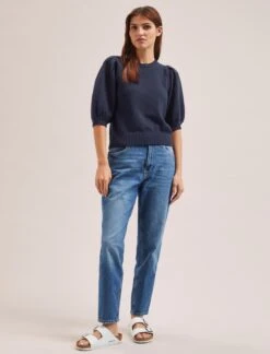 Amalie Linen Blend Jumper - Navy -Cheap Closet Curation Store SU24 K184 AMALIE NAVY LS 1661