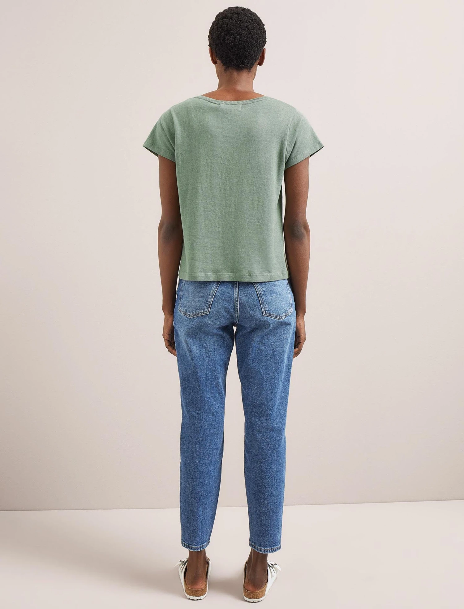 Madison Linen Blend Round Neck Knit T-Shirt - Sage Green 9 Madison Linen Blend Round Neck Knit T-Shirt - Sage Green - Image 7