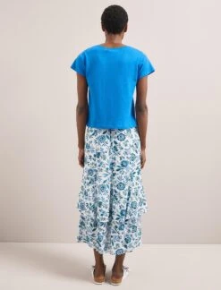 Madison Linen Blend V Neck Knit T-Shirt - Bright Blue -Cheap Closet Curation Store SU24 K187 MADISON BRIGHTBLUE LS 1675