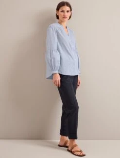 Ella Organic Cotton Shirt - Light Blue White Stripe -Cheap Closet Curation Store SU24 S25 ELLA BLUEWHITESTRIPE LS 0265