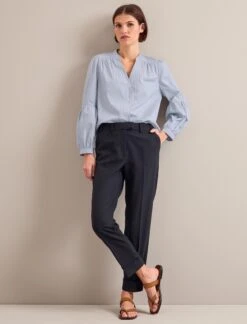 Ella Organic Cotton Shirt - Light Blue White Stripe -Cheap Closet Curation Store SU24 S25 ELLA BLUEWHITESTRIPE LS 0332