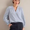 Ella Organic Cotton Shirt - Light Blue White Stripe -Cheap Closet Curation Store SU24 S25 ELLA BLUEWHITESTRIPE LS 0373