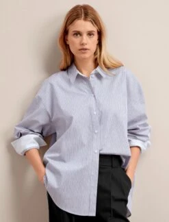 Sammy Organic Cotton Shirt - Blue White Stripe -Cheap Closet Curation Store SU24 S91 SAMMY BLUE WHITE STRIPE LS 27612